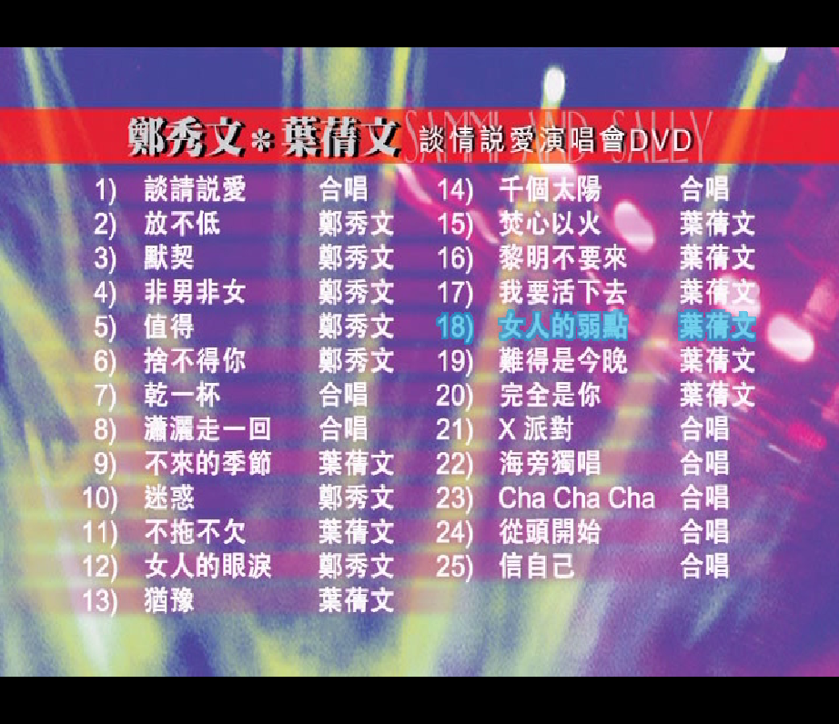 叶倩文&郑秀文1997谈情说爱演唱会[DVD 《ISO 4.18GB》 1997 演唱会 [DVD-ISO 4.18GB]