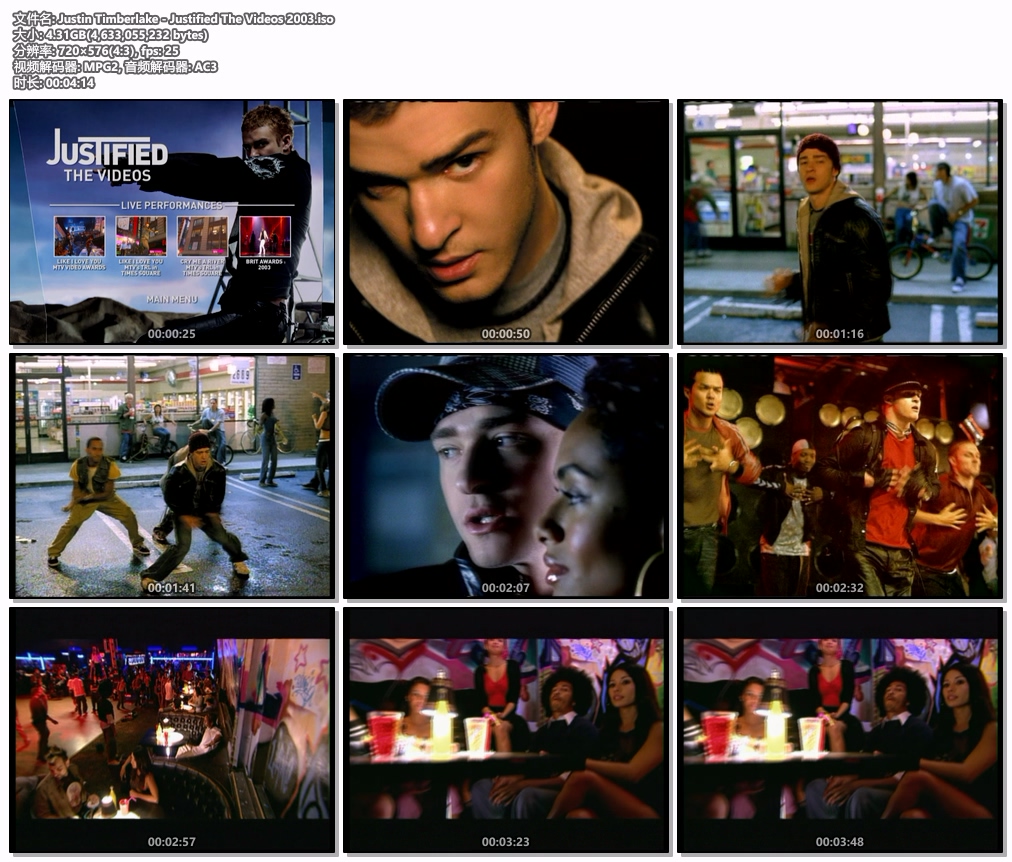 贾斯汀·汀布莱克 Justin Timberlake 《Justified The Videos》 2003 演唱会 [DVD ISO 4.31GB]