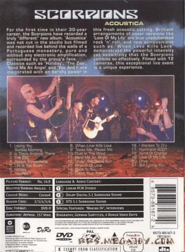 《蝎子乐团 Scorpions Acoustica live in Lisboa 里斯不插电演唱会》 2001 演唱会 [DVD ISO 4.36G]