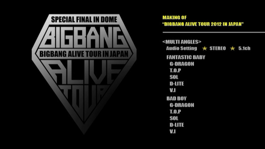 빅뱅 《BIGBANG ALIVE TOUR IN JAPAN SPECIAL FINAL IN DOME -TOKYO DOME .12.05- 2013》 2012 演唱会 [3DVD ISO 13.1GB]