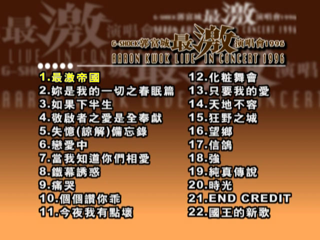 郭富城 《最激演唱会 Aaron Kwok Concert Karaoke》 1996 演唱会 [DVD ISO 4.08GB]